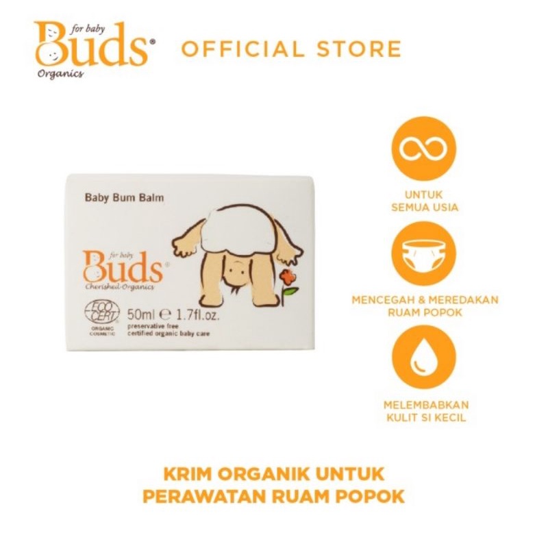 Buds Organics Baby Bum Balm 50 ml - Lotion Ruam Popok Bayi &amp; Anak