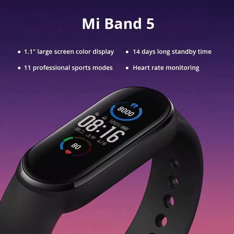 XIAOMI Smartwatch jam tangan digital MI BAND 5 Versi China BISA Bhs INDONESIA Original BNIB