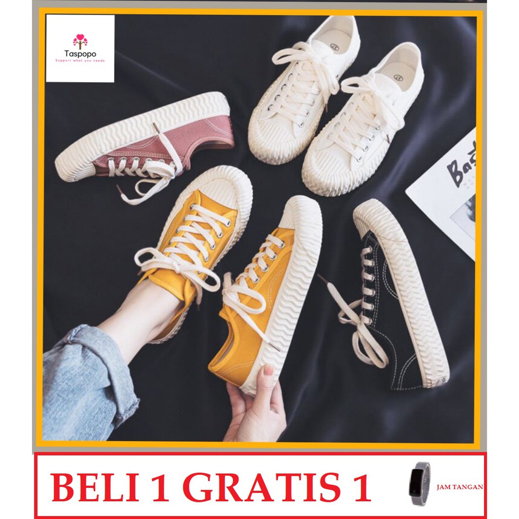  Import Taspopo 1005 Sepatu  Sneaker Wanita Bertali Korea 