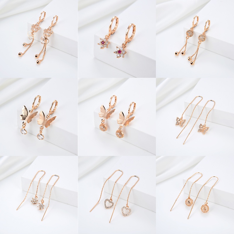 HYL JEWELRY COD Anting Titaniun Korea Earrings Emas Jumbai Berlian Murah Giwang Tindik Perhiasan 26e