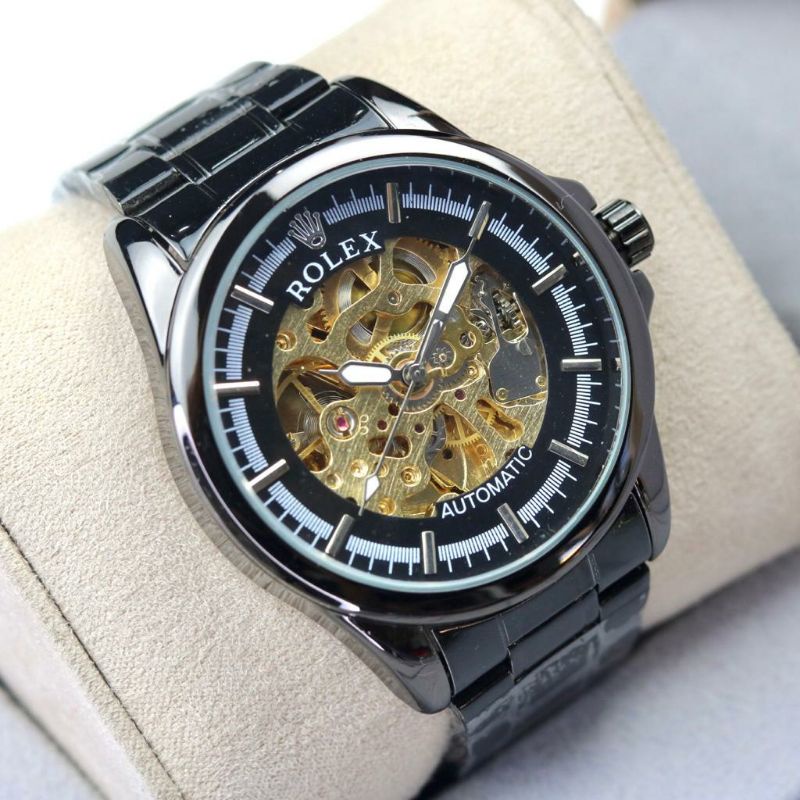 ROLEX AUTOMATIC | Bayar di tempat | COD | Logo Bawah | Jam Pria Skeleton Otomatis Matic Transparan