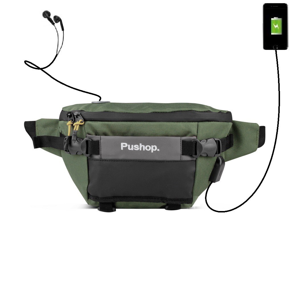 Tas Selempang Distro Premium Waistbag USB Pushop TRAVIS