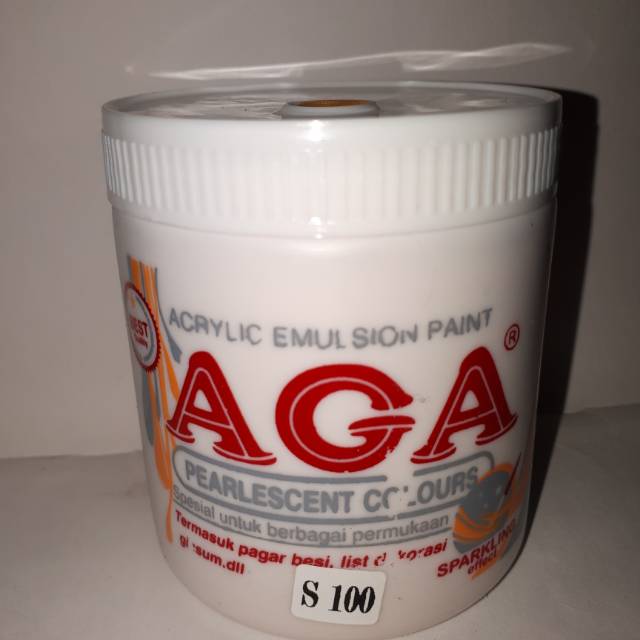 Cat Aga Acrylic Pearlsescent Colour S100 dan S400 ukuran 250cc ( Cat warna emas )