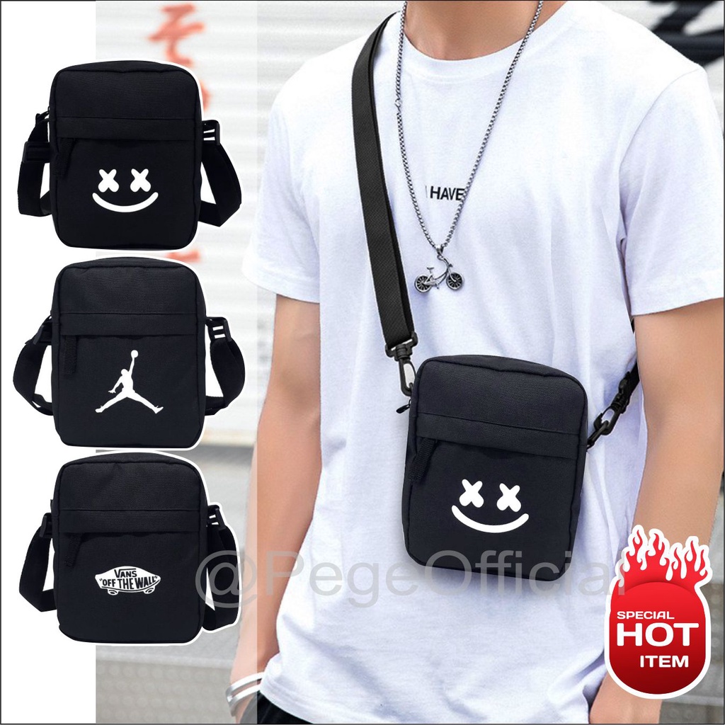 Tas Selempang Bahu Slingbag Polos Motif Sablon Kasual Keren Untuk Pria Wanita Unisex - PG - 8877