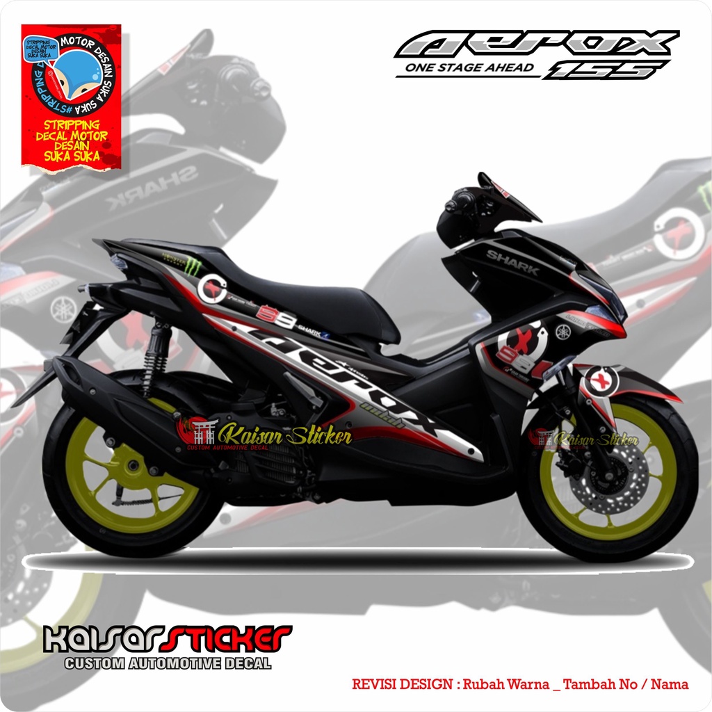 Stiker Striping Motor Aerox 155 - Decal Stiker Aerox 155 - Stiker Decal Variasi Aerox 155 Shark Lore
