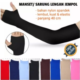 Manset tangan / handsock / sarung lengan muslimah lubang jempol panjang polos murah