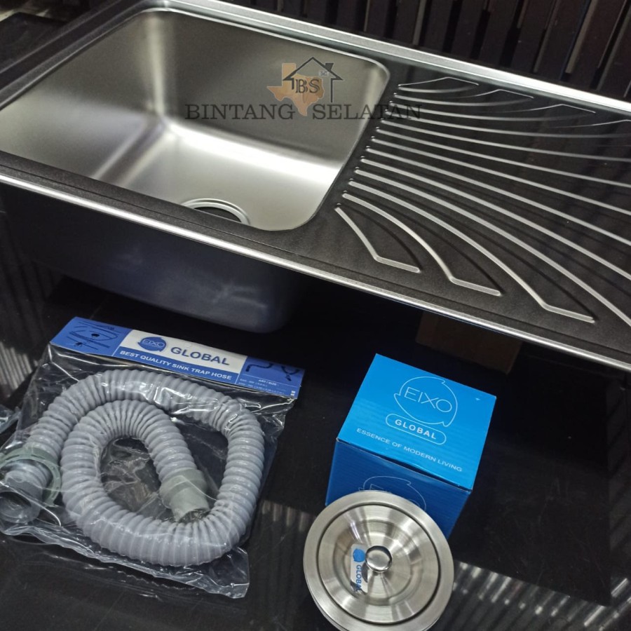 KITCHEN SINK/ BAK CUCI PIRING STAINLESS STEEL GLOBAL EIXO 100x50