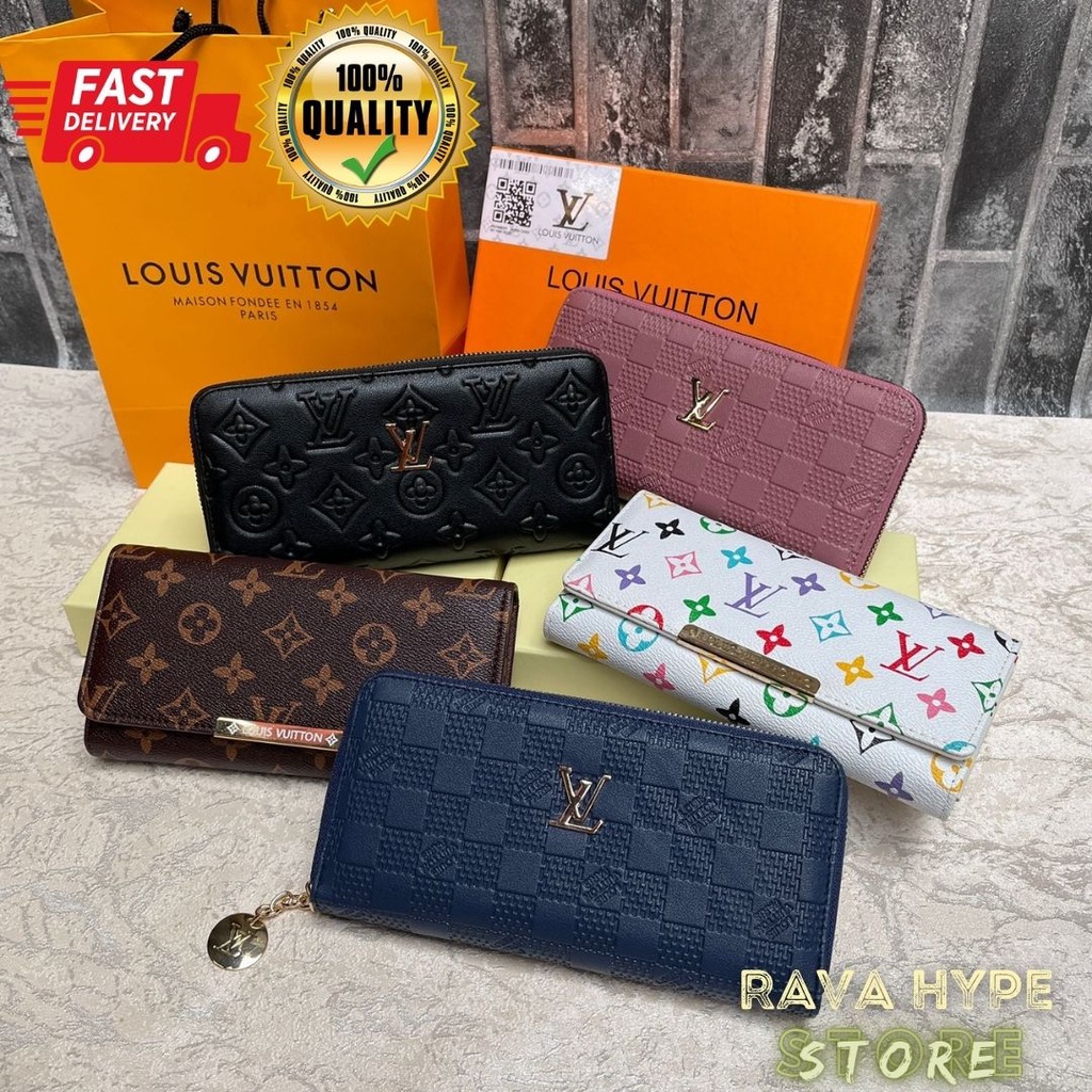 Dompet LV Motif Mono Damier / Dompet Panjang Dompet Kulit Long Wallet