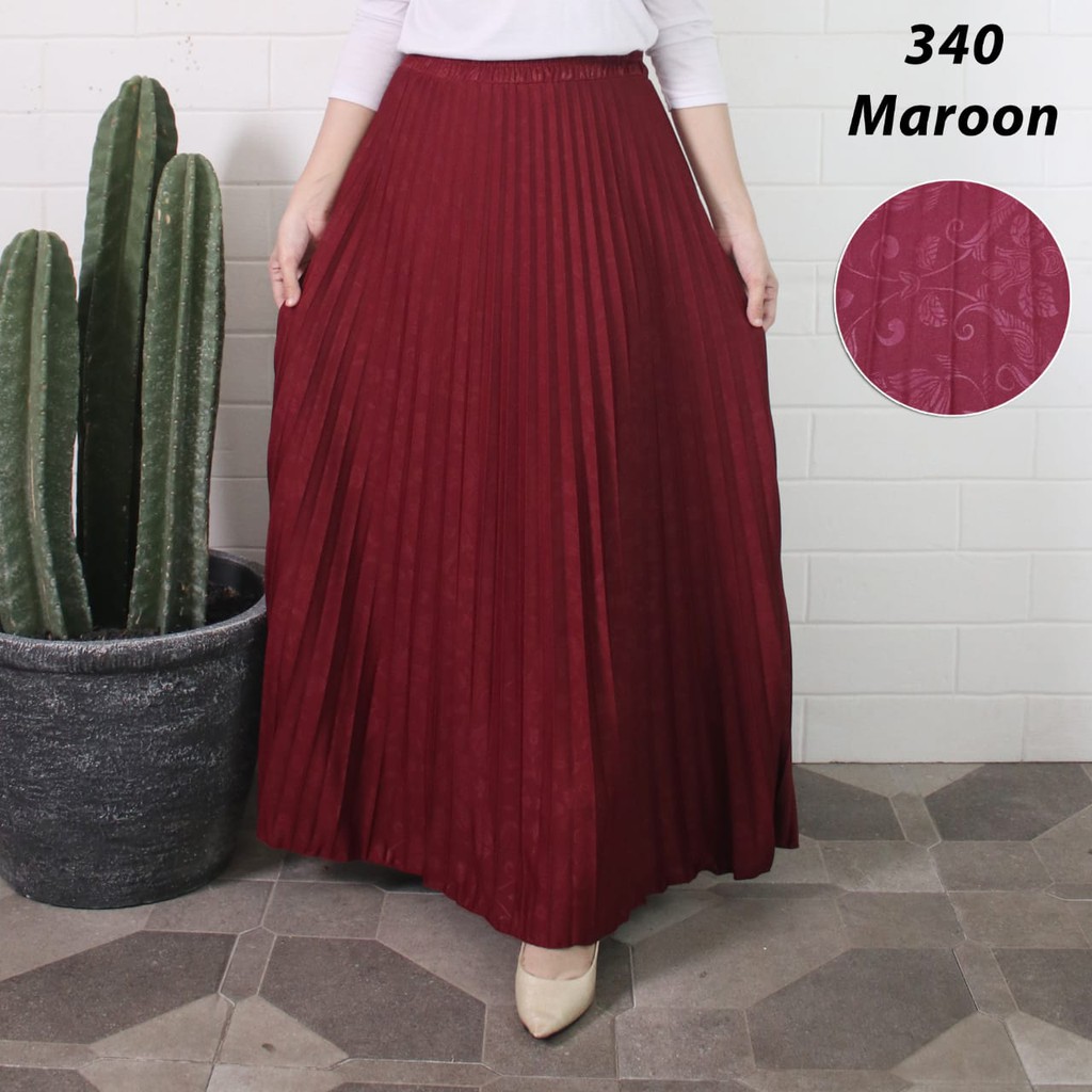 ROK PLISKET 340 LUVALINE PRISKET PANJANG PLEATED SKIRT FLARE SKIRT MAYUNG FLOWY REMPEL