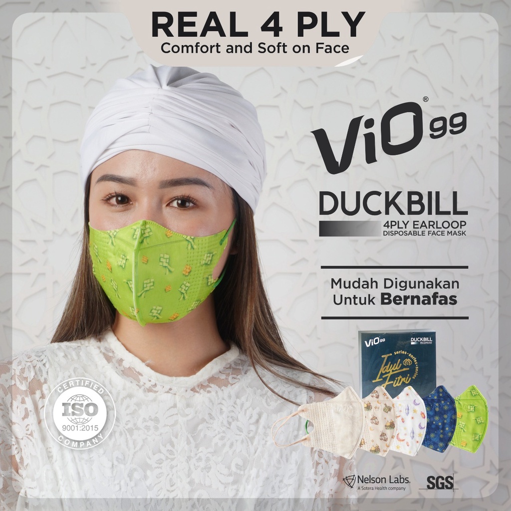 Vio Duckbill 30’S Mask 4Ply Earloop Idul Fitri edition isi 30pcs mix motif