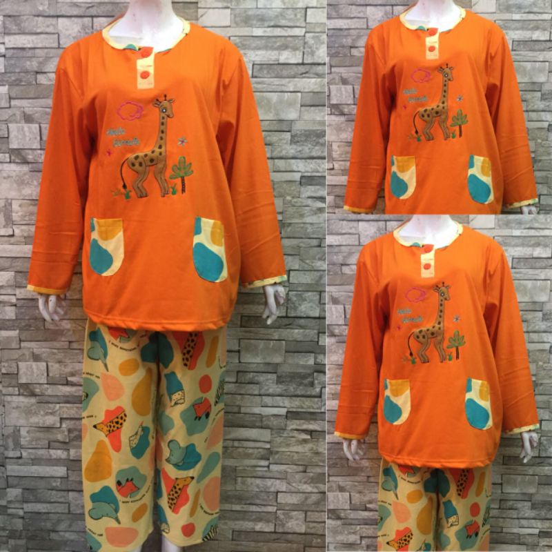 JUMBO PP DAILILAN | BAJU TIDUR | PIYAMA | COD-Jerapah Orange