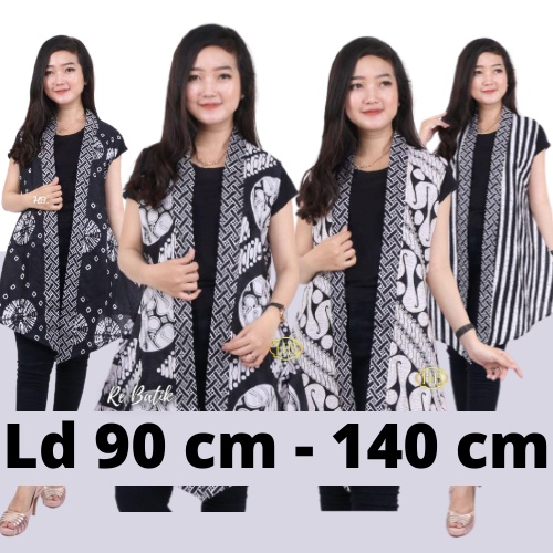 Vest  Outer monokrom - RE BATIK - S M L XL XXL 3XL 4XL ld 90-140 cm JUMBO - Vest kardigan Outer Bati