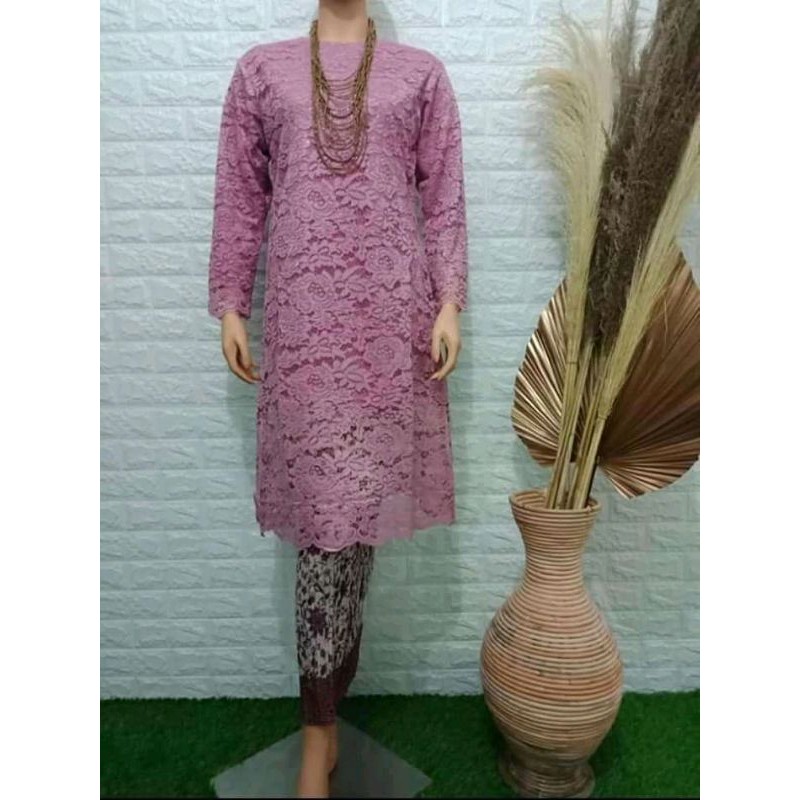 IndahKebaya | SETELAN KEBAYA DAHLIA BROKAT / TUNIK BROKAT MODERN / KEBAYA KONDANGAN / DRESS MURAH