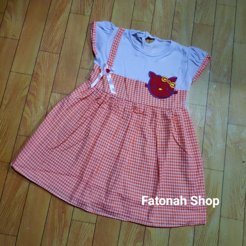 Dress anak 1 2 tahun cewek baju anak perempuan hellokitty marun (dress hello cilukba )