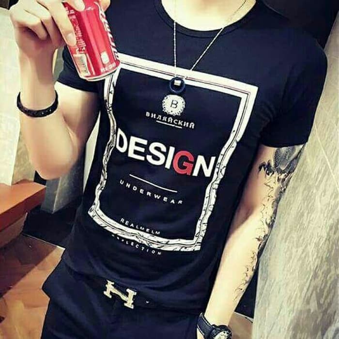 Kaos box design black man pdk Fashion Pria murah  Atasan laki laki murah Kaos cowok murah