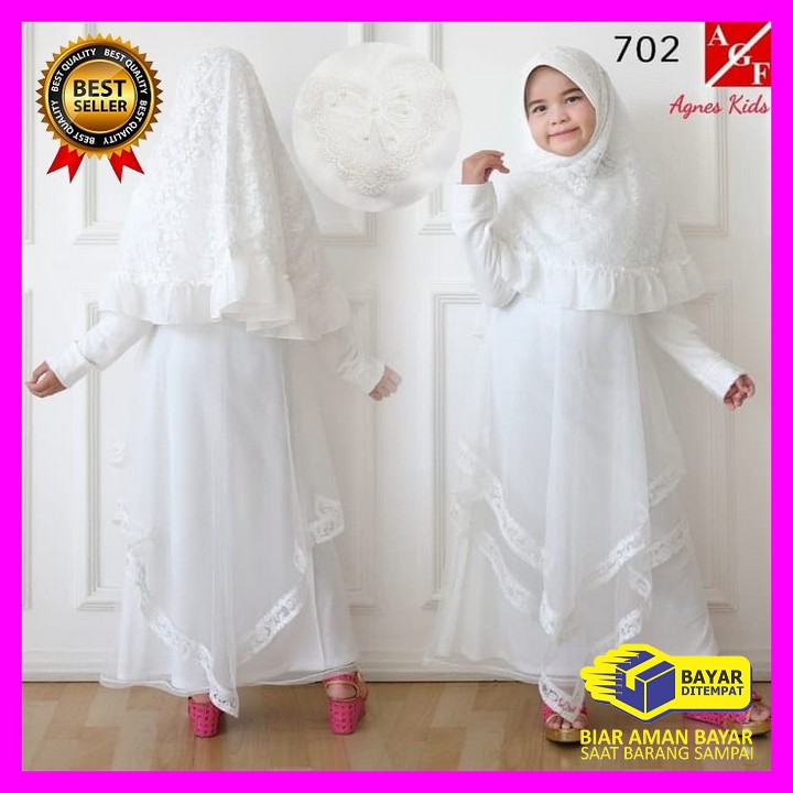 Gamis Muslim Dress Anak Perempuan #Zalfa1905080 Baju Anak Muslim  GN660 Agnes Gamis Putih Anak Per