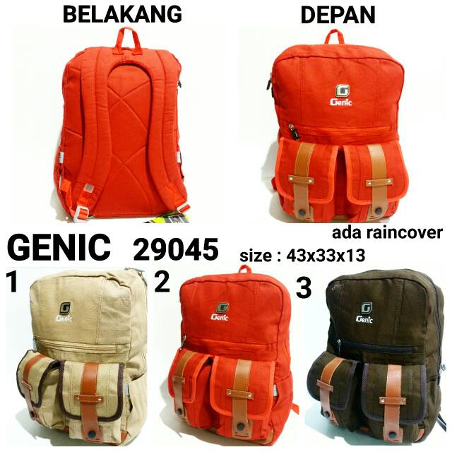 Tas sekolah ransel backpack wanita Genic 29045 tas punggung keren murah dan terbaru