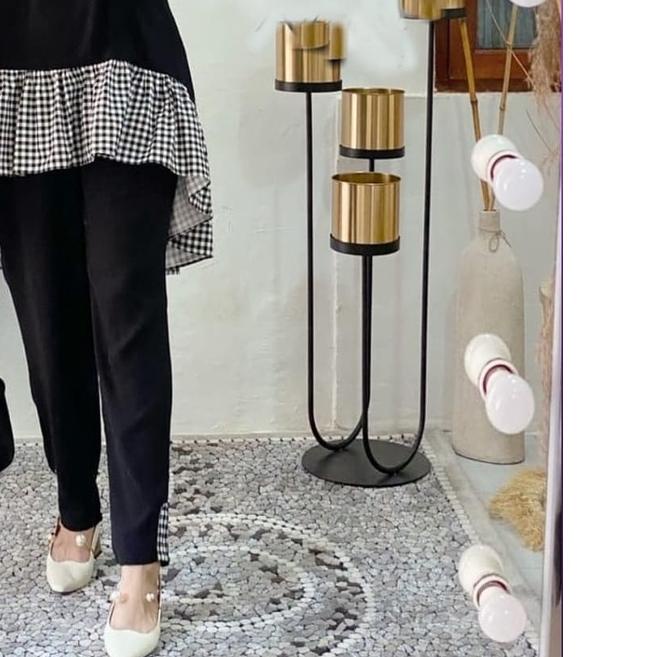 ✥ Baju Setelan Wanita Kekinian Setcel Terbaru Set Tunik dan Celana Kiyomi Katun Kotak Kotak Murah ☄