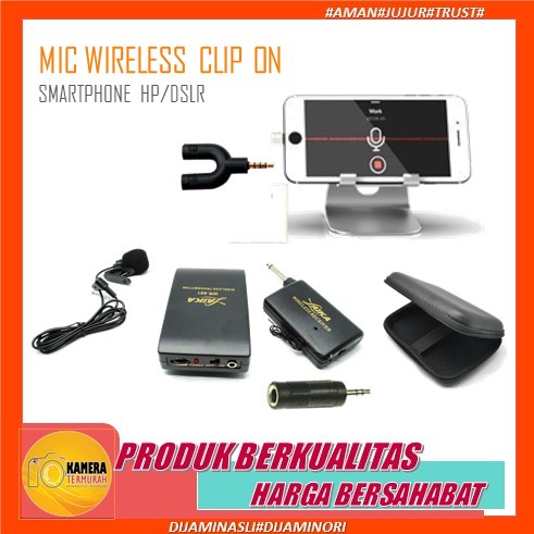 Microphone Mic Clip On Wireless PRANK VLOG untuk Smartphone HP/DSLR