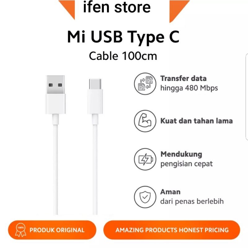 XIAOMI MI KABEL TYPE C 100cm - Original Xiaomi