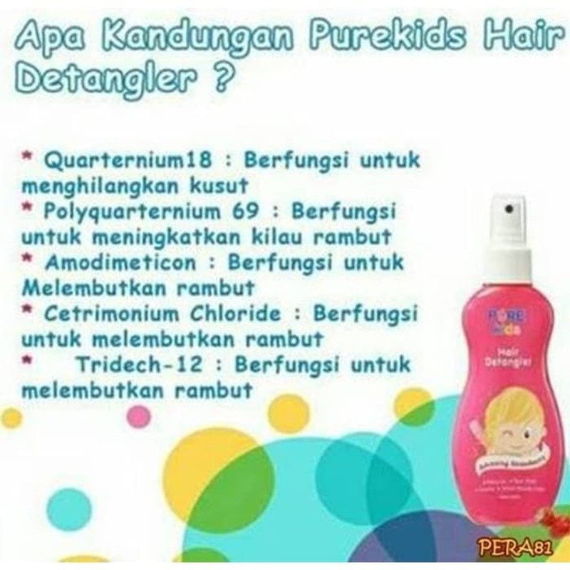 Pure Kids Hair Detangler Spray Rambut Anak Anti Rambut kusut 200ml