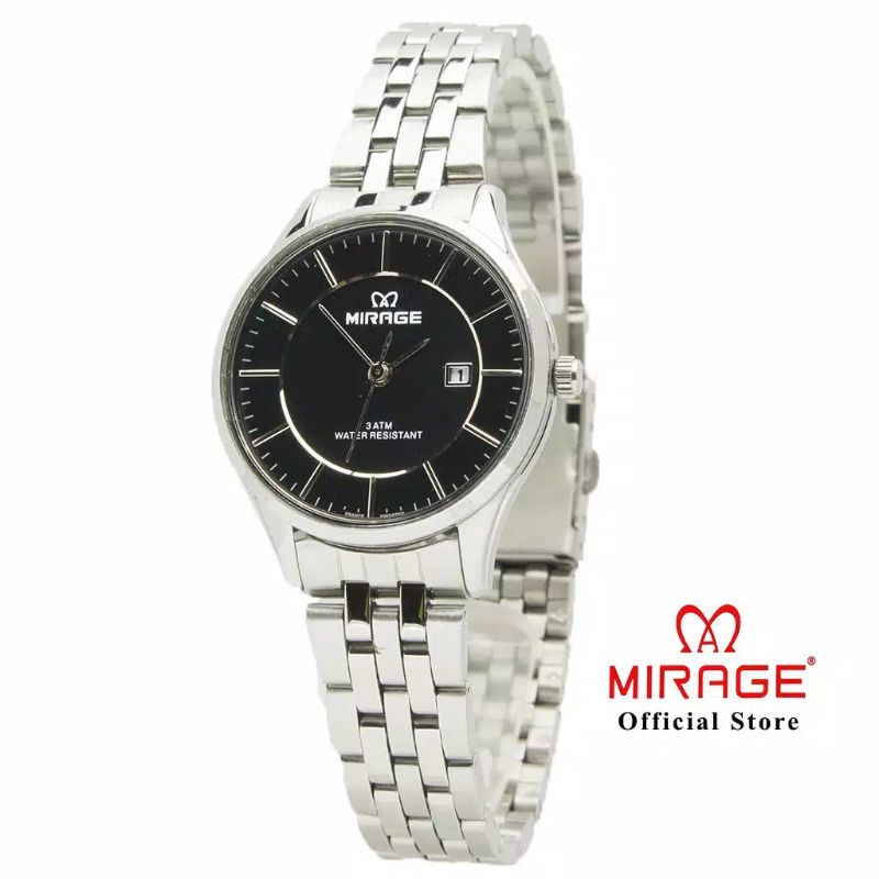 MIRAGE Jam Tangan Wanita mirage Full Hitam Model Tipis 8544L Water proff