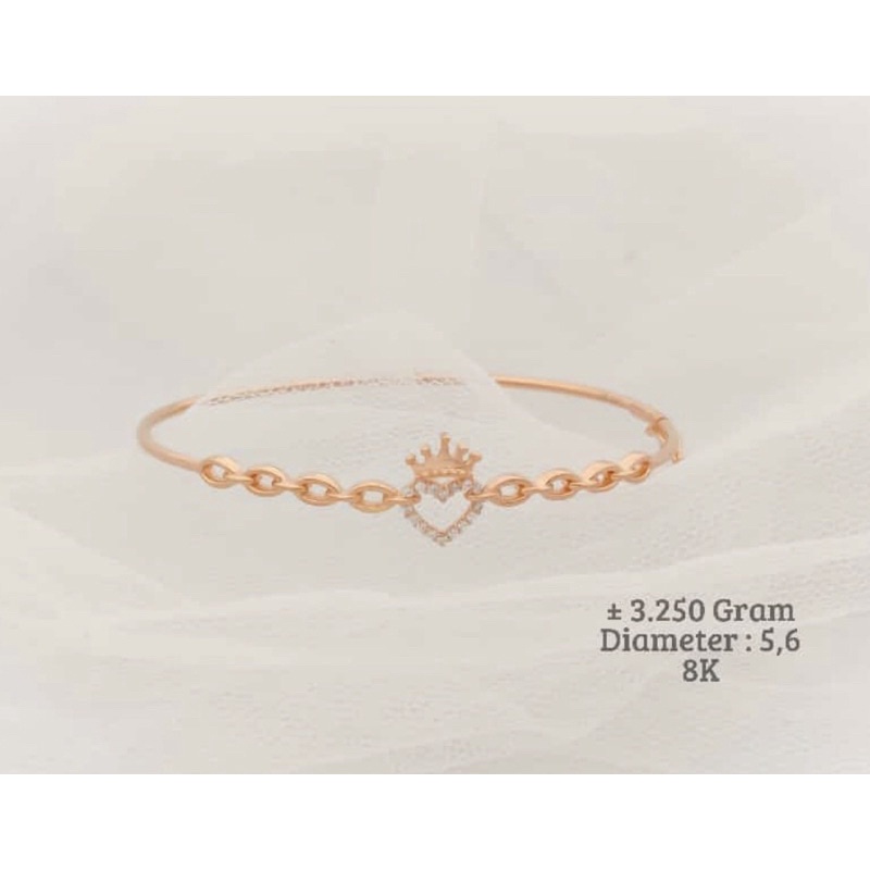 Gelang love mahkota kadar 375/8k oval