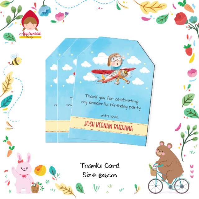 

Thanks Card / Souvenir Tag / Kartu Ucapan Terima Kasih Tema Pilot Airplane Pesawat untuk Baby boy