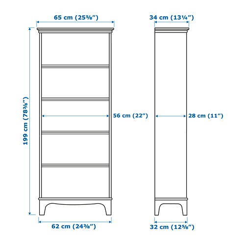 LOMMARP Rak buku uk 65x34x199 cm biru gelap - krem muda