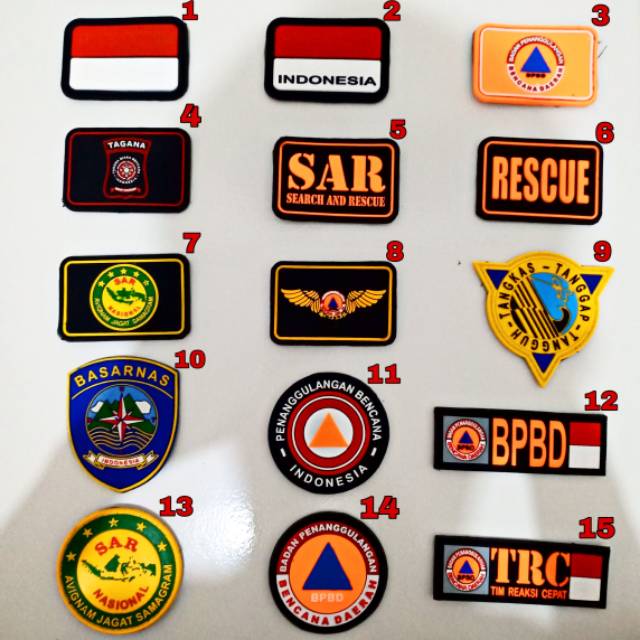 Patch rubber BNPB/BPBD/rescue/timsar / basarnas /tagana/tempelan karet emblem velcro