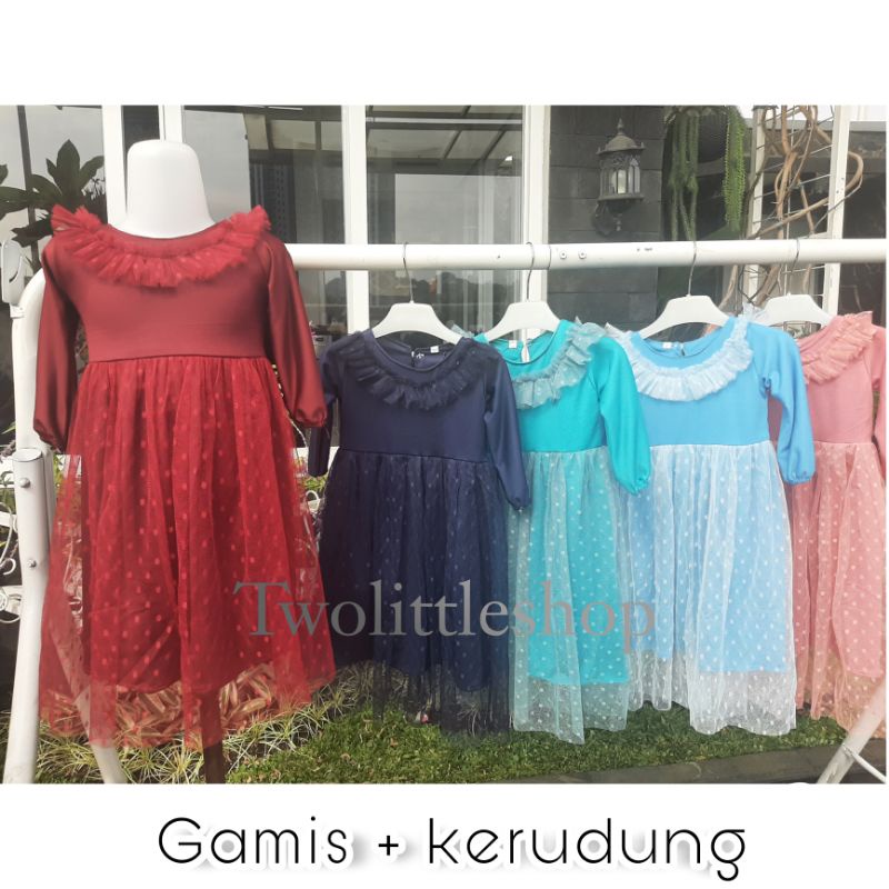 gamis anak brukat plus kerudung