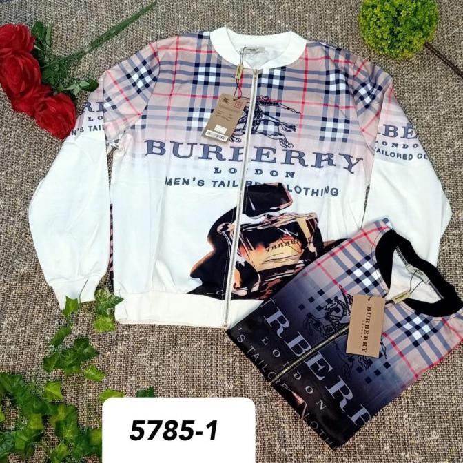 V2-Jaket Import Wanita/Jaket Kaos Import Motif 5785-123 - Burberry White Lowienjan24