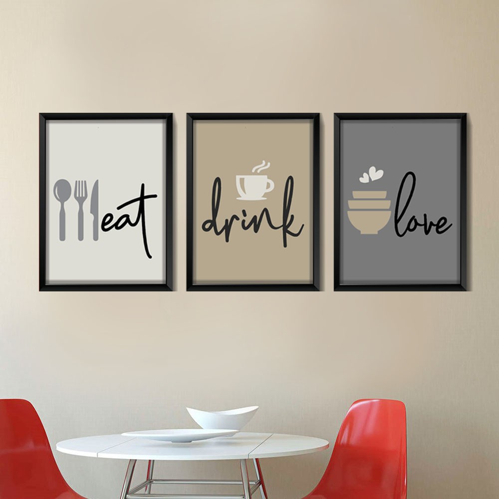 Hiasan Dinding Dapur Wall Decor Kitchen Eat Drink Love Modern Minimalis