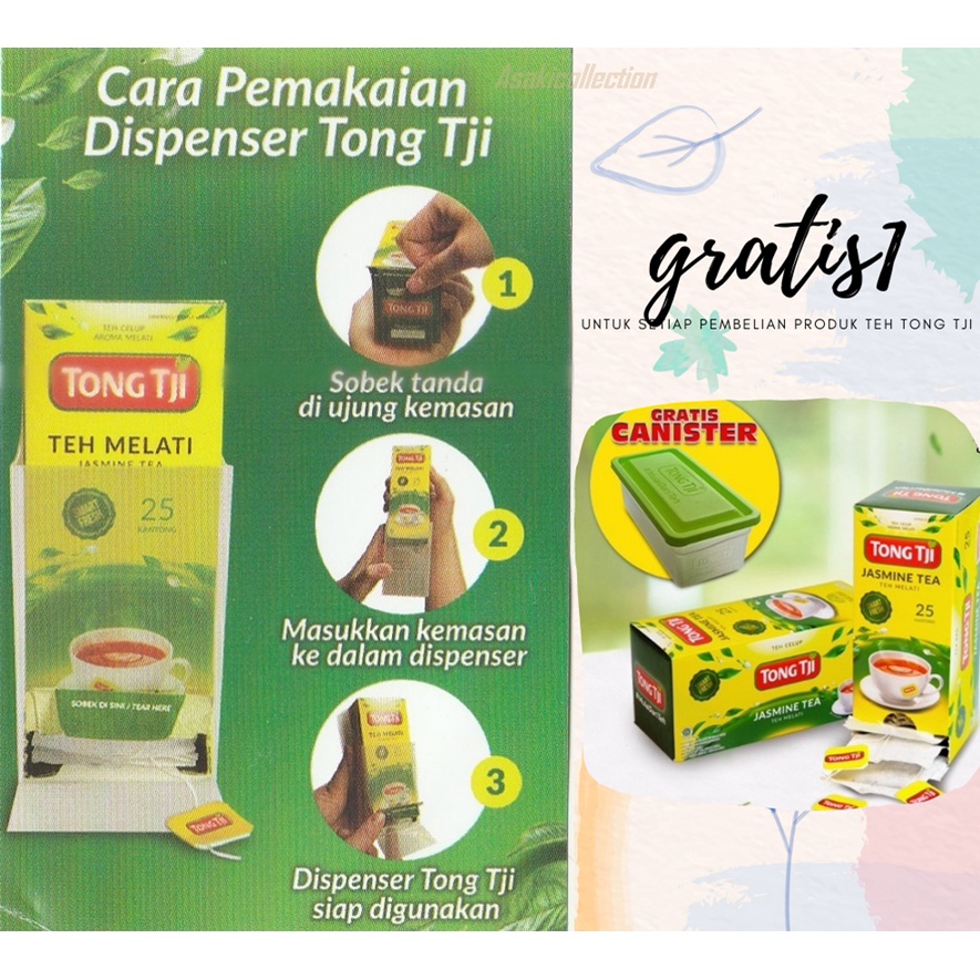 

[Bonus Dispenser Tong Tji+(Bonus Teh Celup+Sendok)]Teh Celup TongTji non Amplop-Jasmine Tea-Teabag