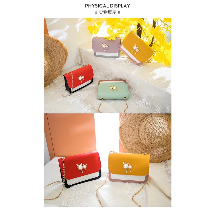 GrosirMart Tas Korea Wanita Selempang Motif Mutiara Kucing Woman Fashion Bag Pearl Cat Tas Import A4