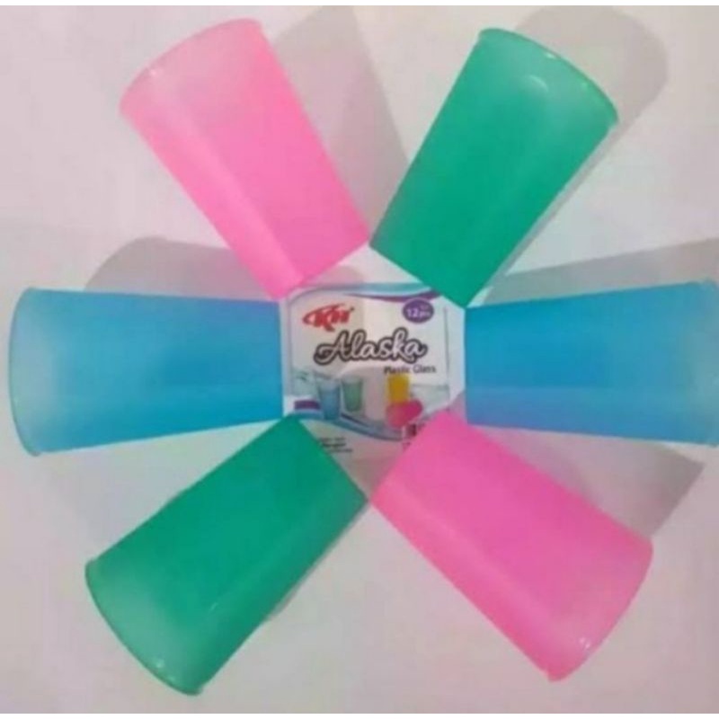 Hot item Gelas plastik  kh warna warni isi satu lusin 12 pcs