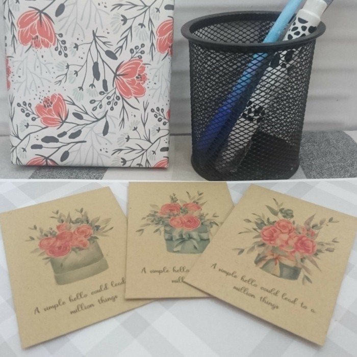 

Estudio 6pcs/set amplop vintage kraft tipis bunga VK13