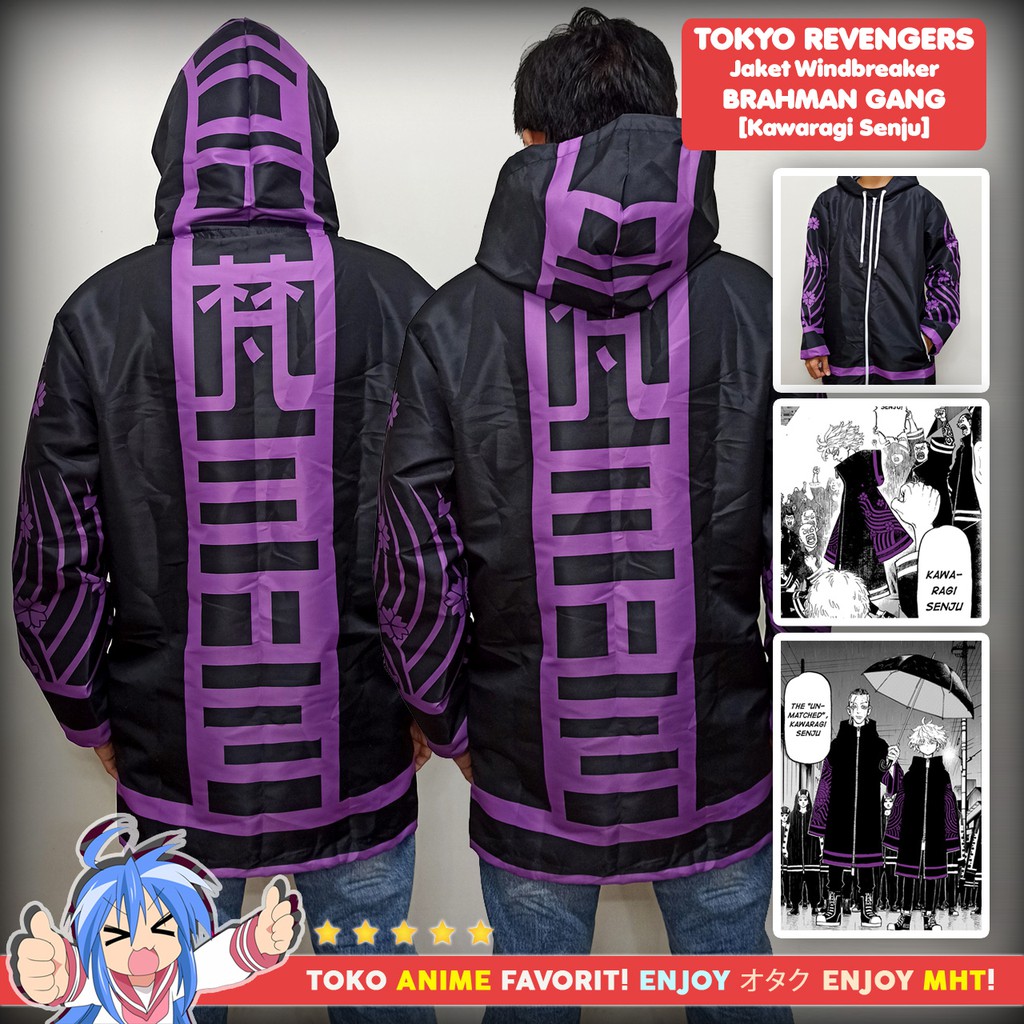 Jaket Anime Full Print Windbreaker Tokyo Revengers Brahman Gang Senju Kawaragi Waterproof