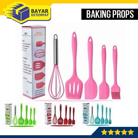 Easy Baking Spatula Silikon Set 5 in 1 Peralatan Alat Dapur Masak Cooking Props