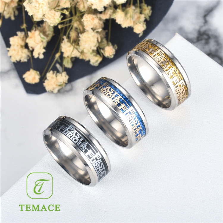 Cincin Berlian Titanium Warna Emas untuk Pasangan / Pria / Wanita cc117