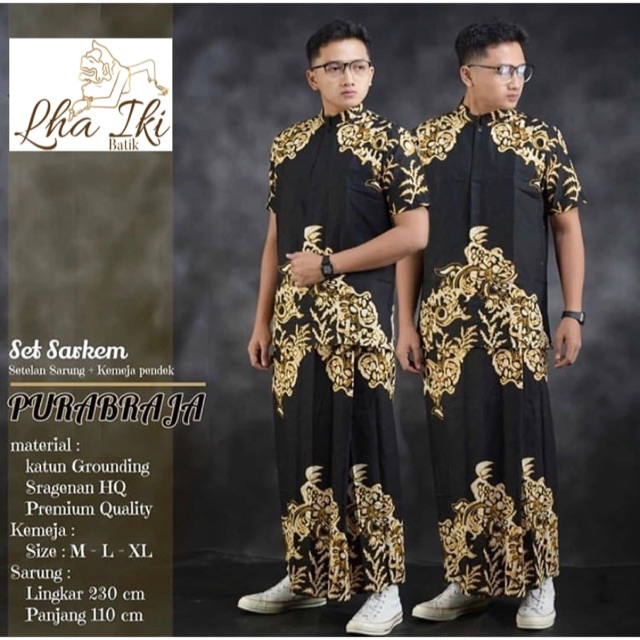 SARUNG BATIK + KEMEJA LENGAN PENDEK PURABRAJA (SET SARKEM)