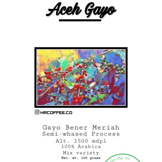 

BIJI KOPI ARABIKA ACEH GAYO SEMIWHASED - SPECIALTY COFFEE 100 GRAM - BIJI KOPI