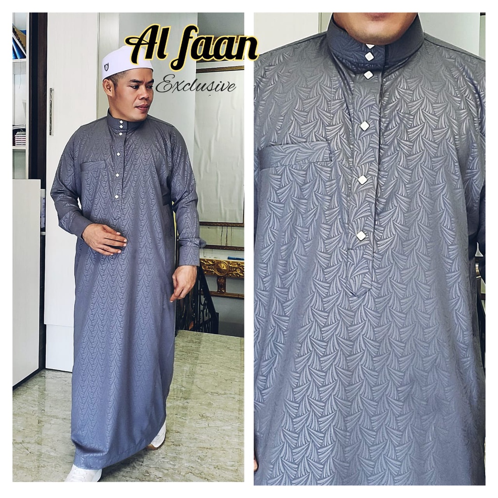 Gamis Pria Jubah Pria Jubah Muslim pria gamis pria al faan motif emboss