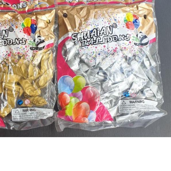 Balon 5 inch chrome shuaian gold silver 1 pack isi 100