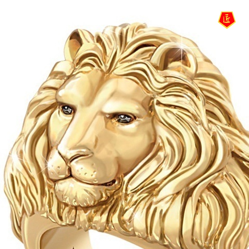 [Ready Stock]Hip Hop Domineering Lion Gold Ring