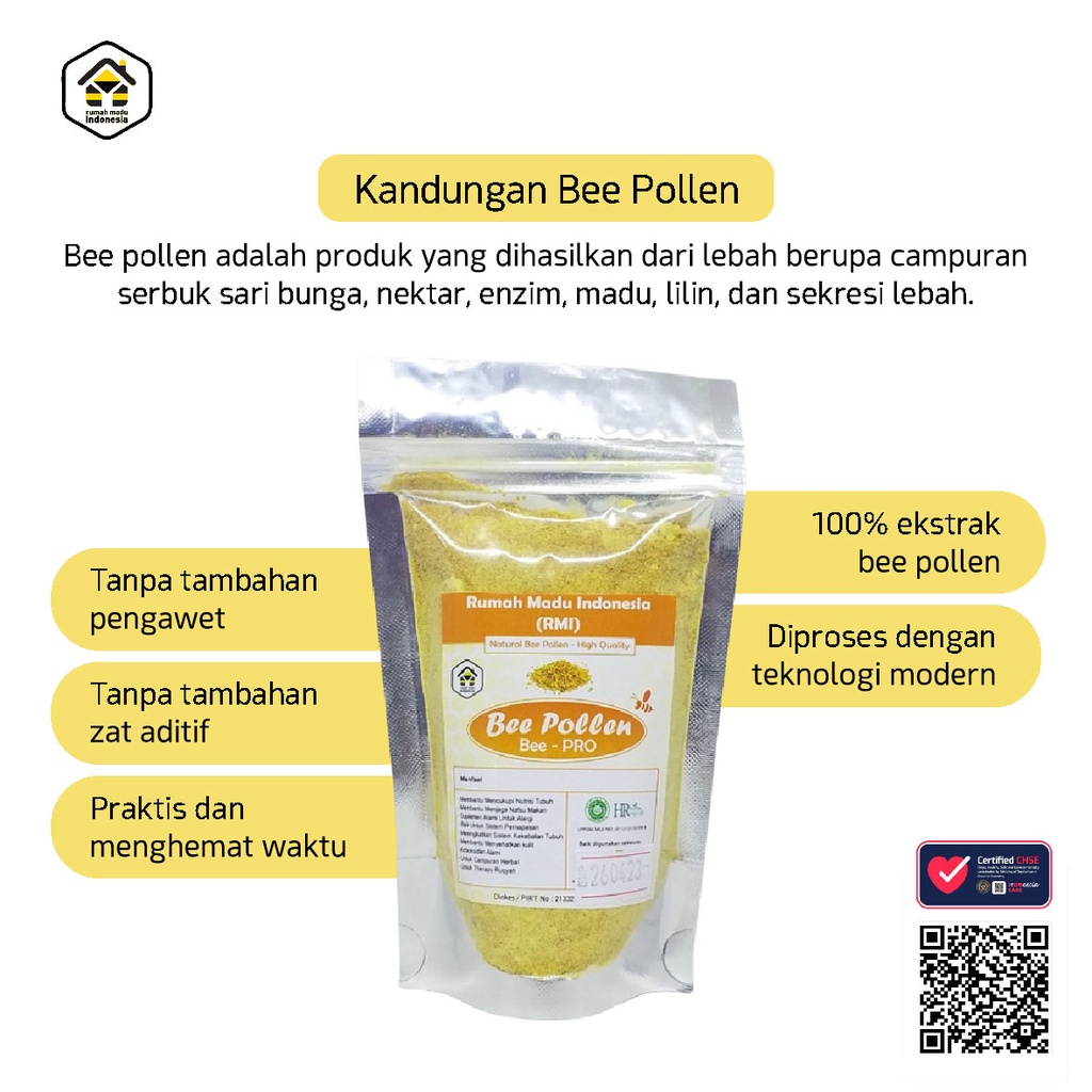 Bee Pollen Powder Organic Food Honeys Bee Pollens Tepung Sari Bunga Fresh &amp; Natural | Bee Polen  100 Gram