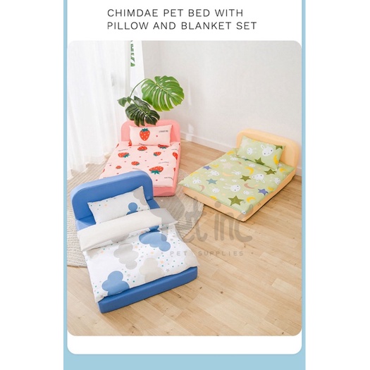 Chimdae pet sponge bed set with pillow and blanket