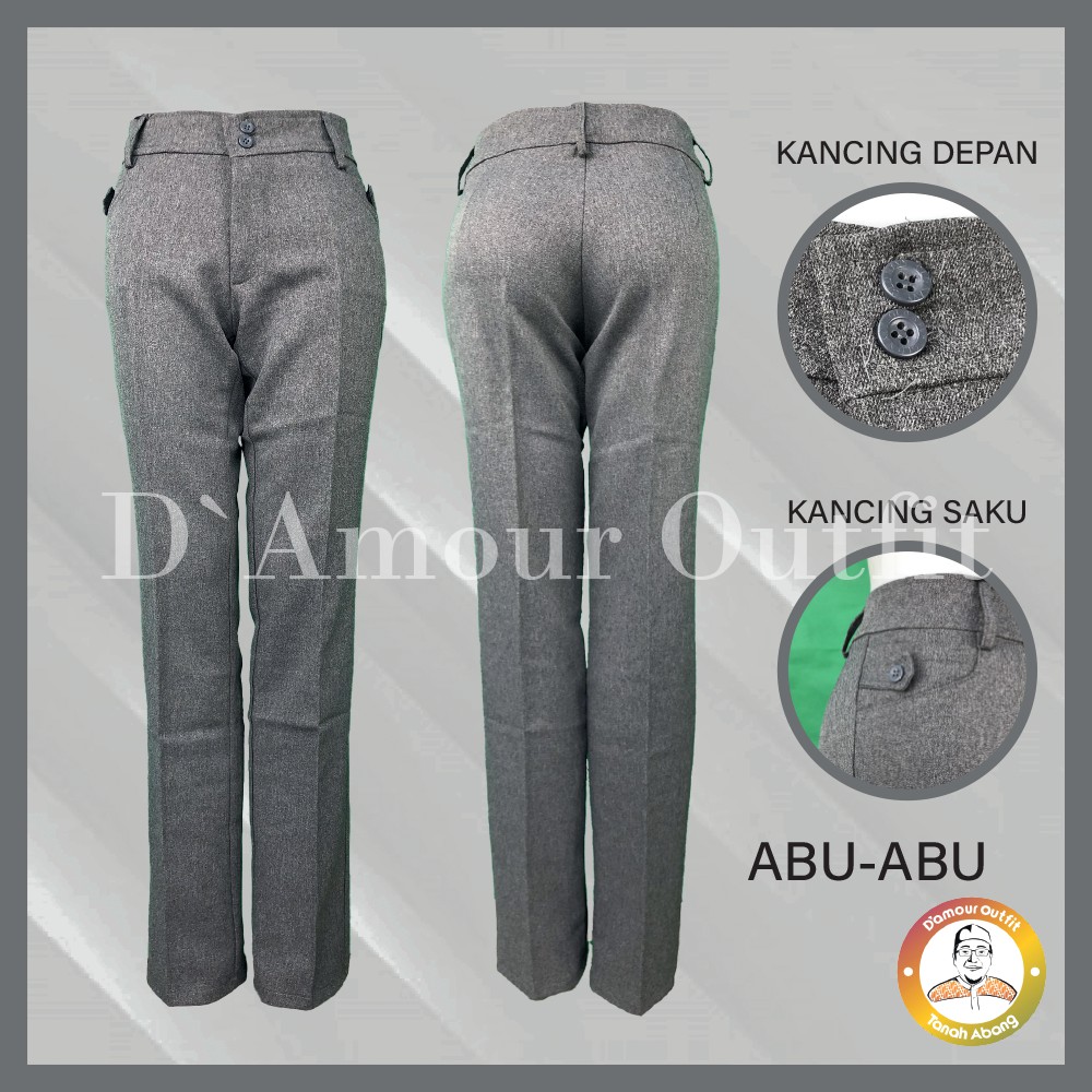 Damour outfit Celana Kerja Panjang Wanita Kantor Kuliah Sekolah Wisuda Formal Sekoder S-5L Hitam Coksu Crem Navy Putih Mocca AbuMuda CoklatTua | Shopee