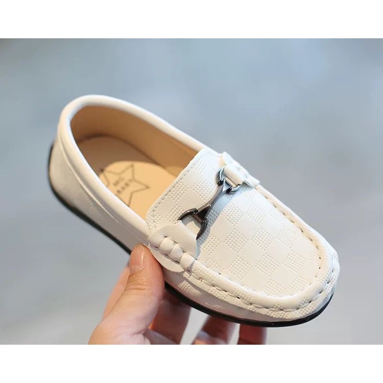 MetaCollections Sepatu Pantofel Anak Laki-Laki putih /Sepatu Formal Anak Casual Import Usia 1-5 Tahu
