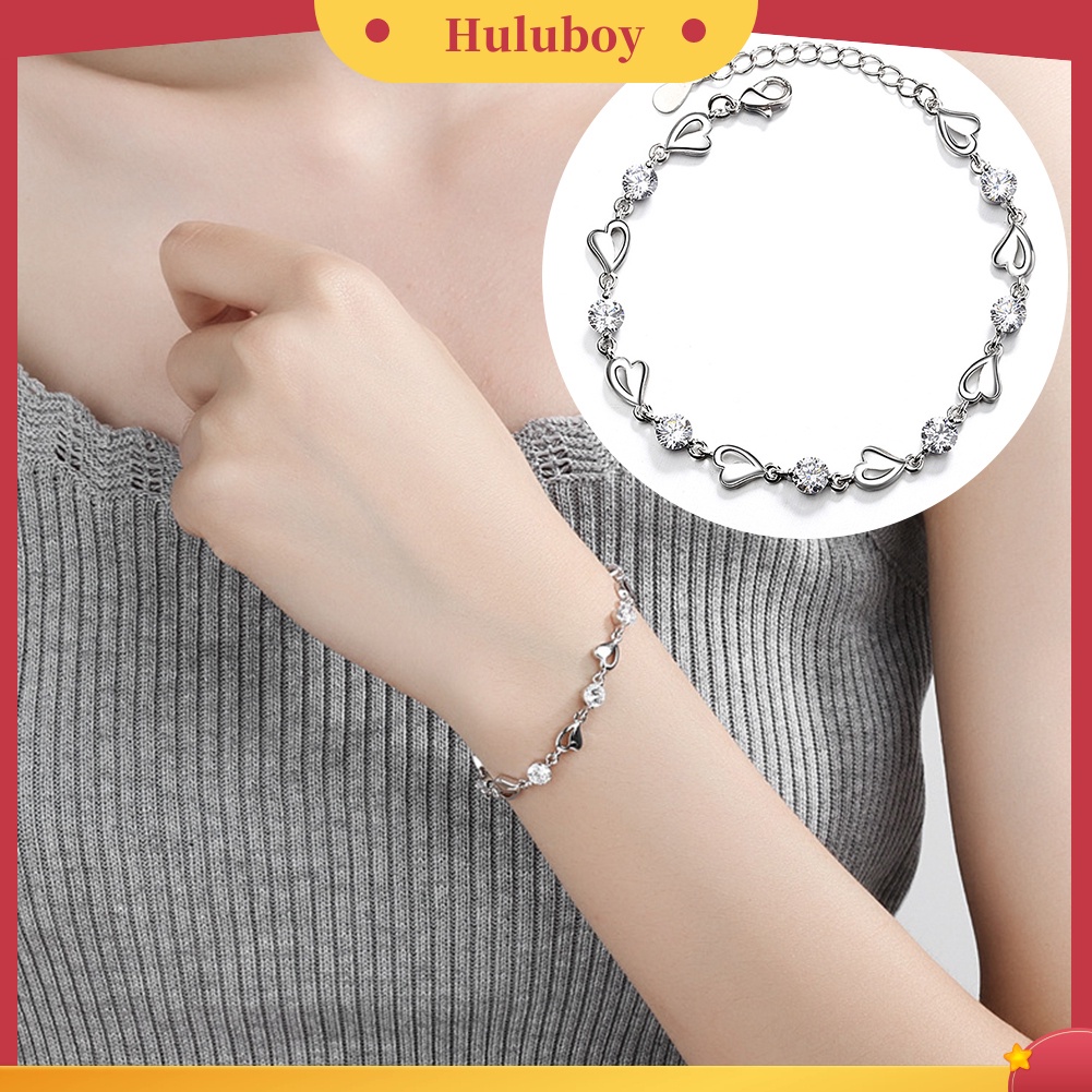 Hu Hu Hu Hu Hu Alat Bantu Pasang Kacamata♡ Gelang Tangan Rantai Liontin Hati Hias Berlian Imitasi Untuk Wanitapestahadiah
